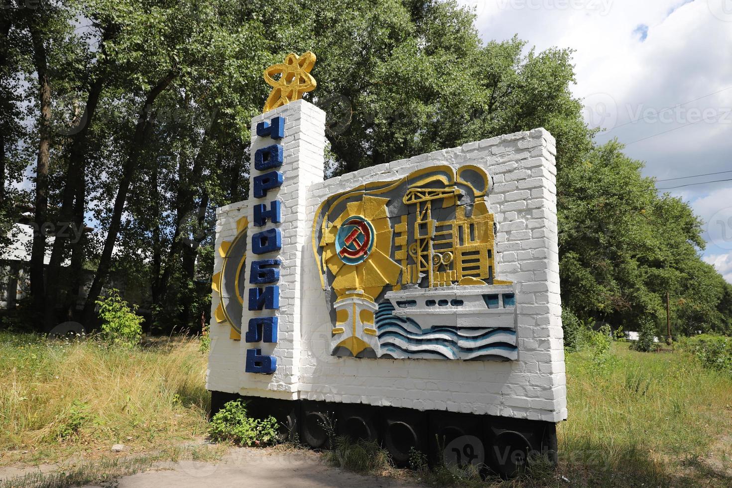 Chernobyl Welcome Sign in Chernobyl Exclusion Zone, Ukraine photo