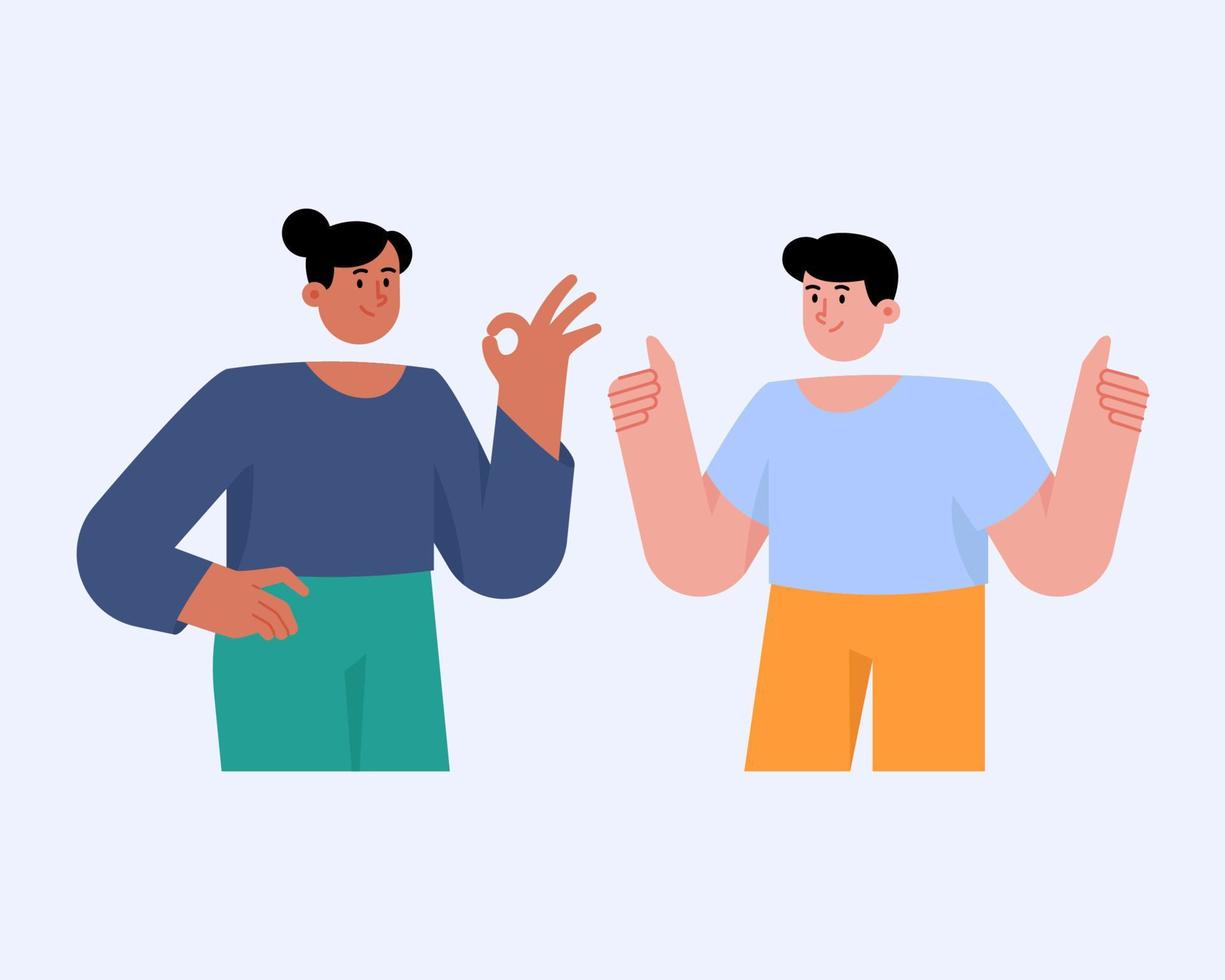 Happy people showing positive gestures together vector