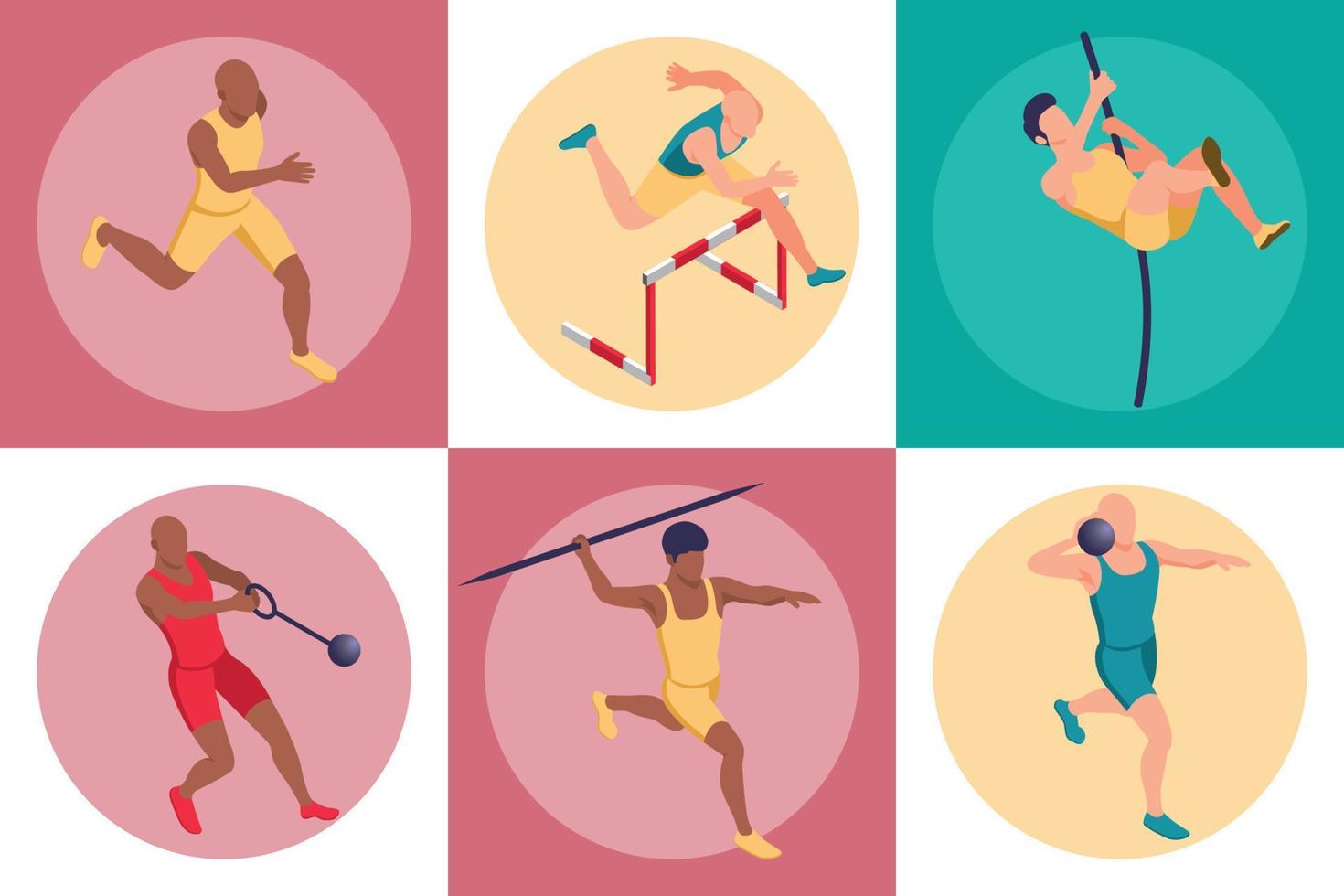 Sportsman Athletics Compositions Set vector