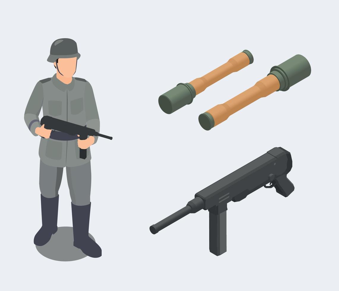 WWII Soldier Isometric Set vector