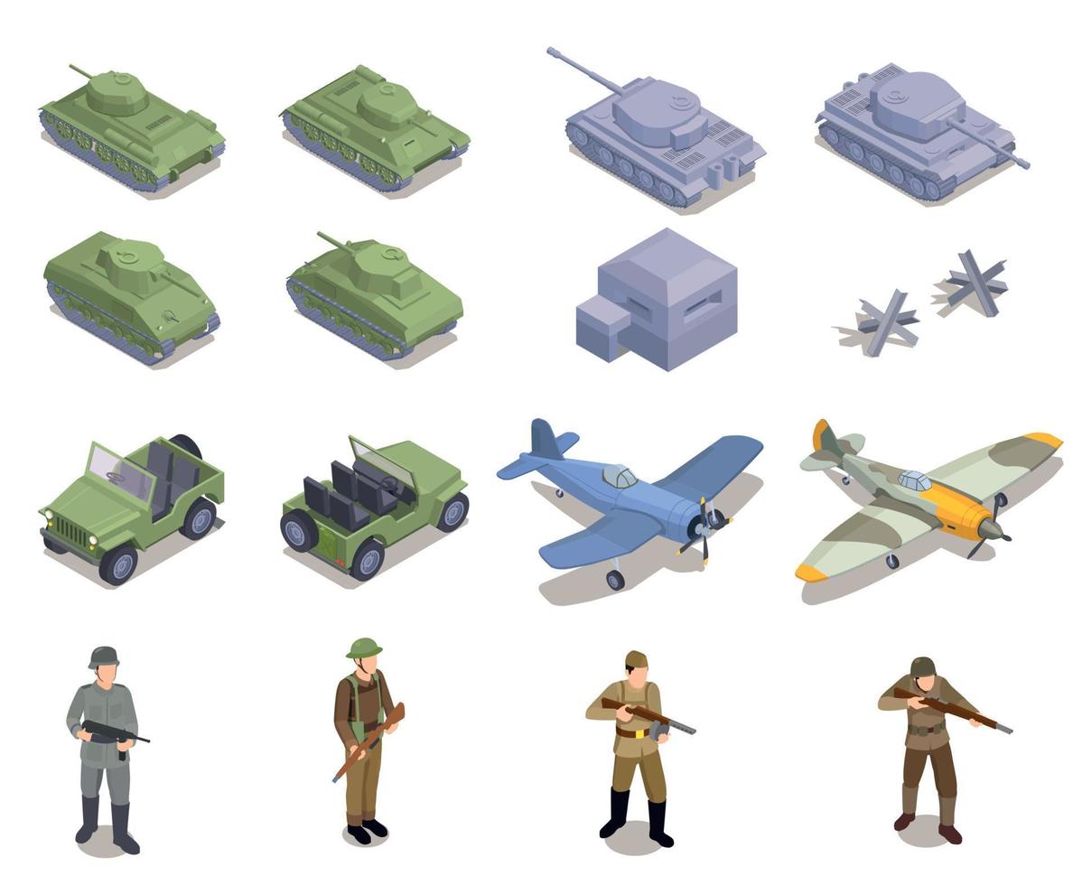 WWII Military Vehicles Set vector