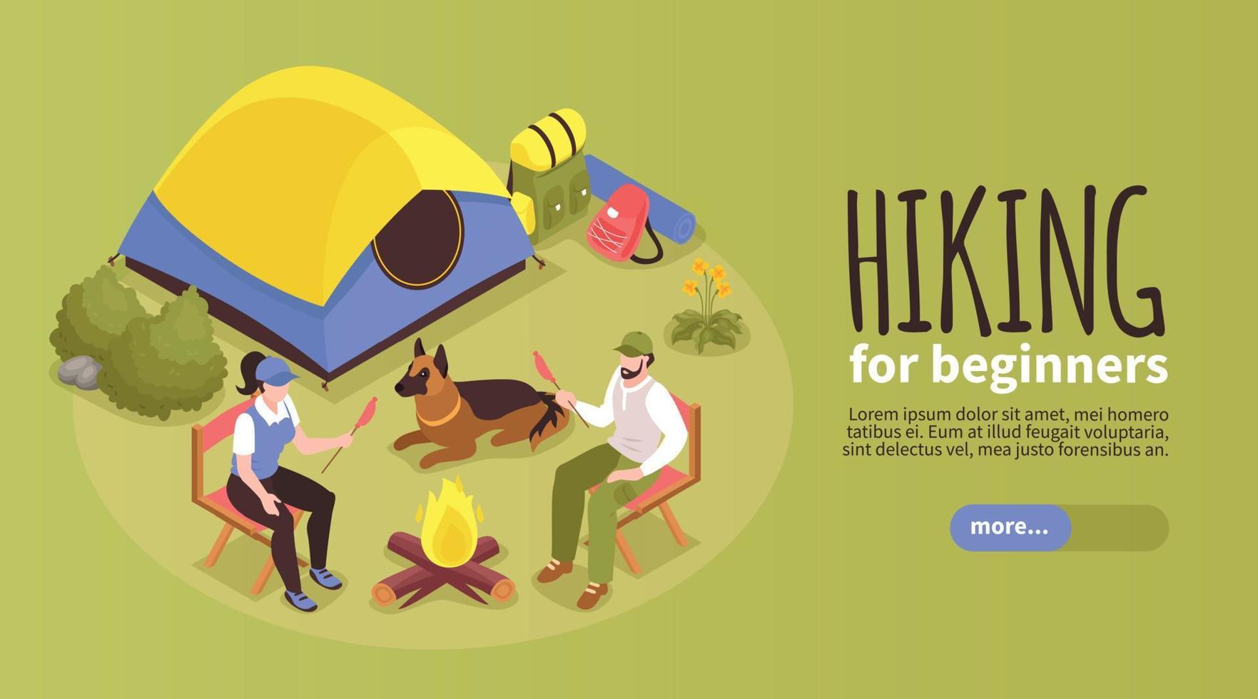 Hiking Beginners Horizontal Banner vector