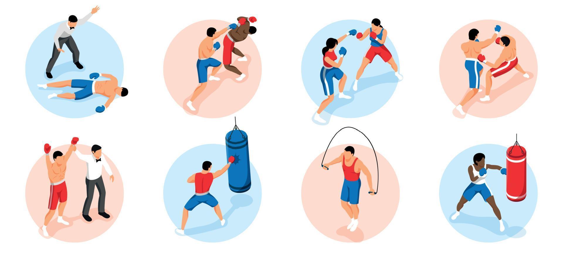 Isometric Boxing Round Compositions vector