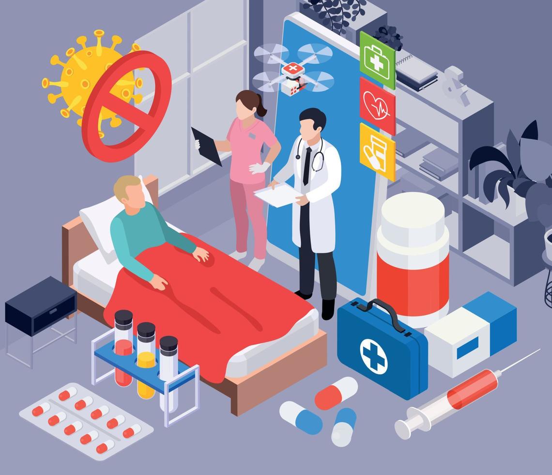 Online Services Isometric Background vector
