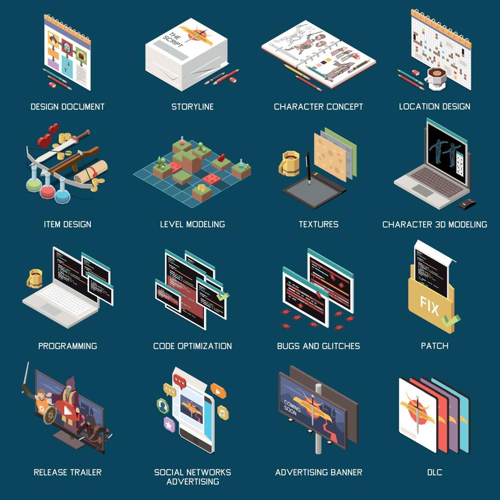 Game Development Icons Set vector