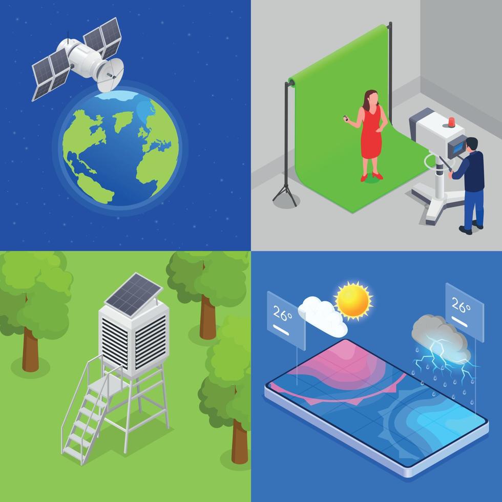 Meteorology Isometric Set vector