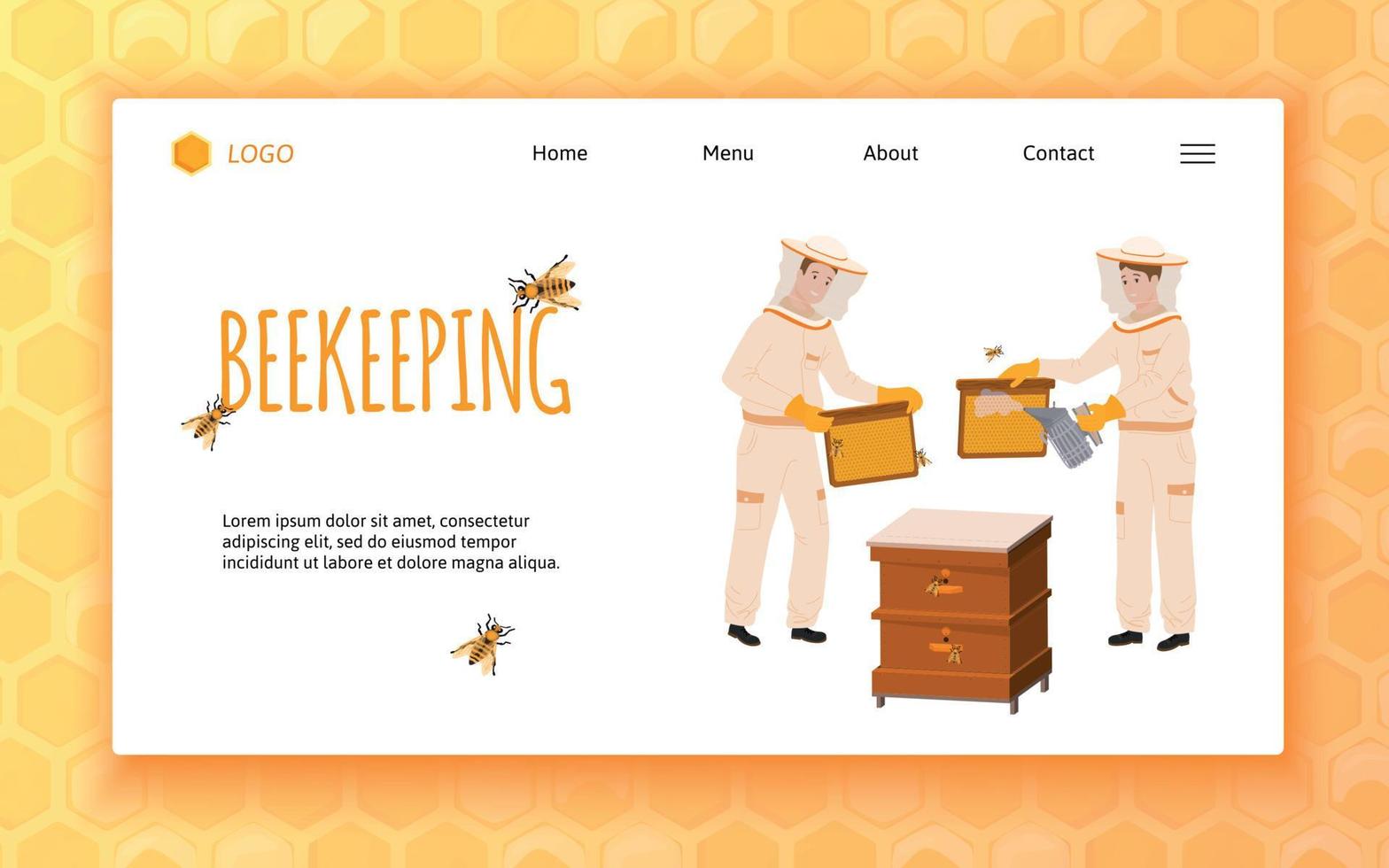 página de inicio plana de apicultura vector