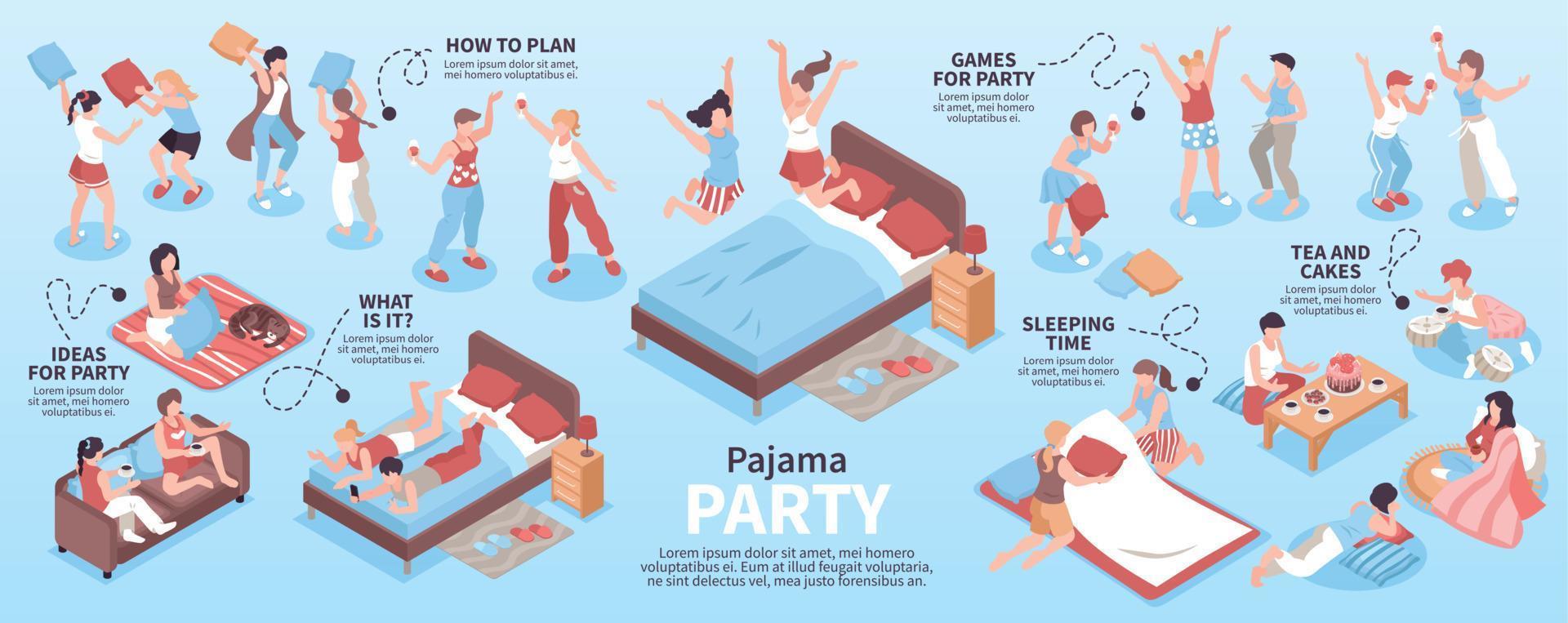 infografia de fiesta de pijamas vector