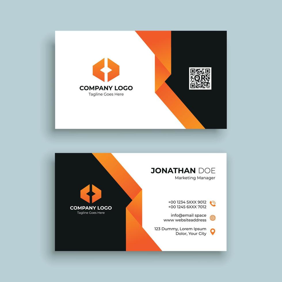 Orange and black business card design template vector