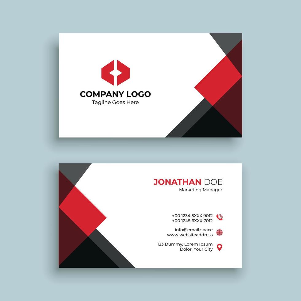 Red and black business card design template vector