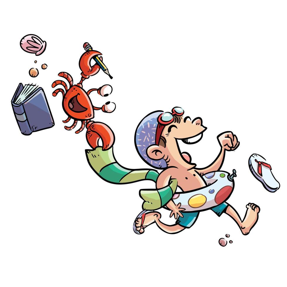 boy running with towel and float vector