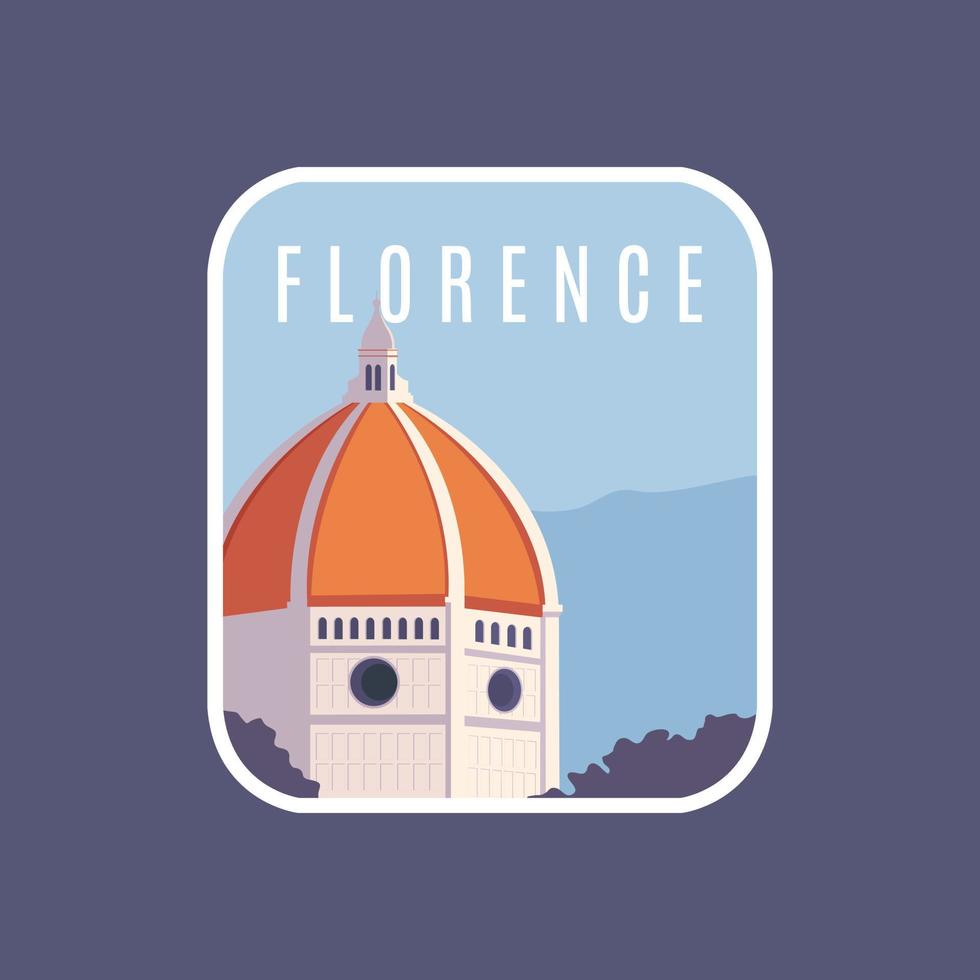 ilustración de la insignia del paisaje de la ciudad de florencia sobre fondo de cielo azul vector