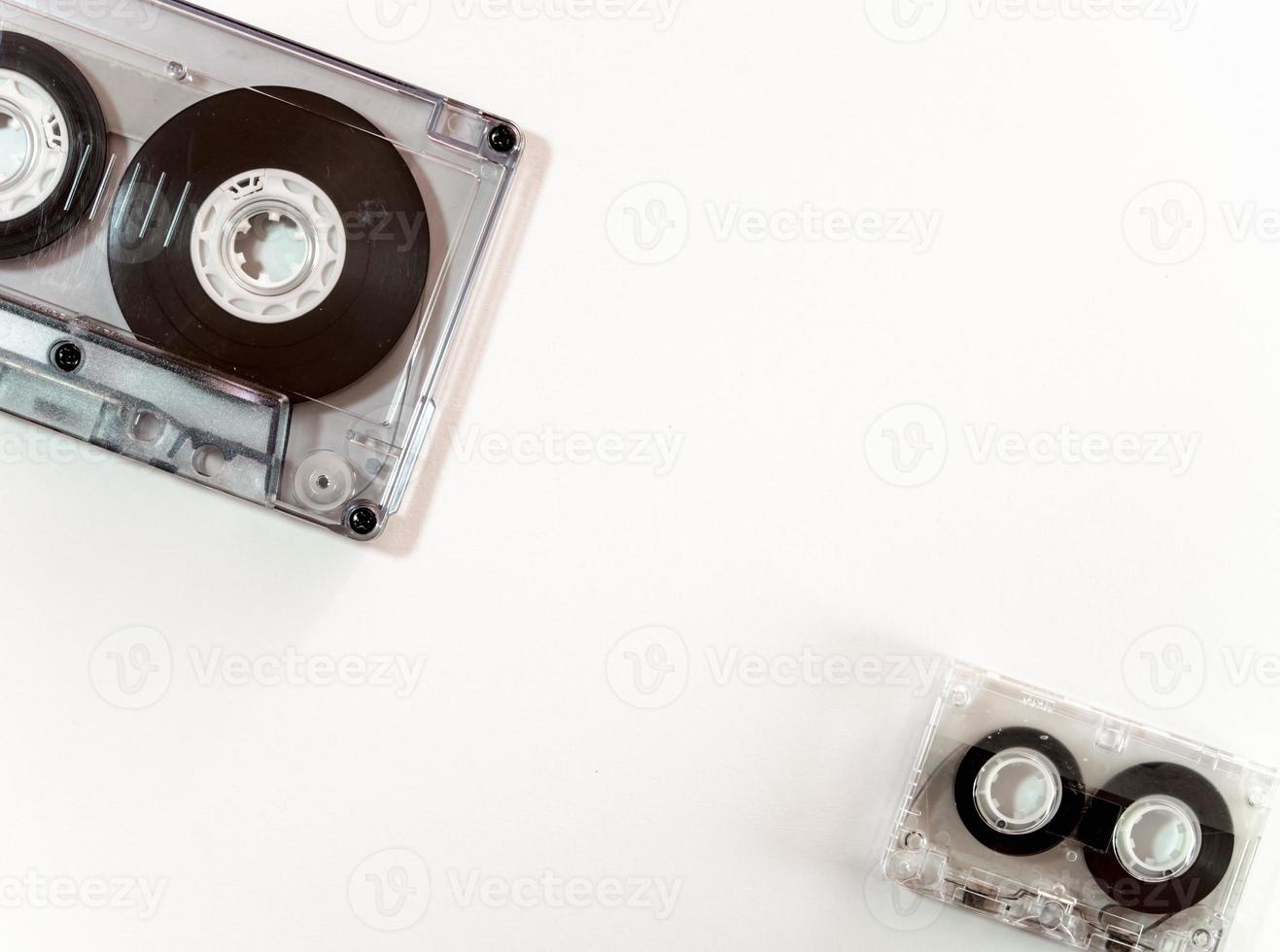 Different sizes of audio cassette tape isolated photo