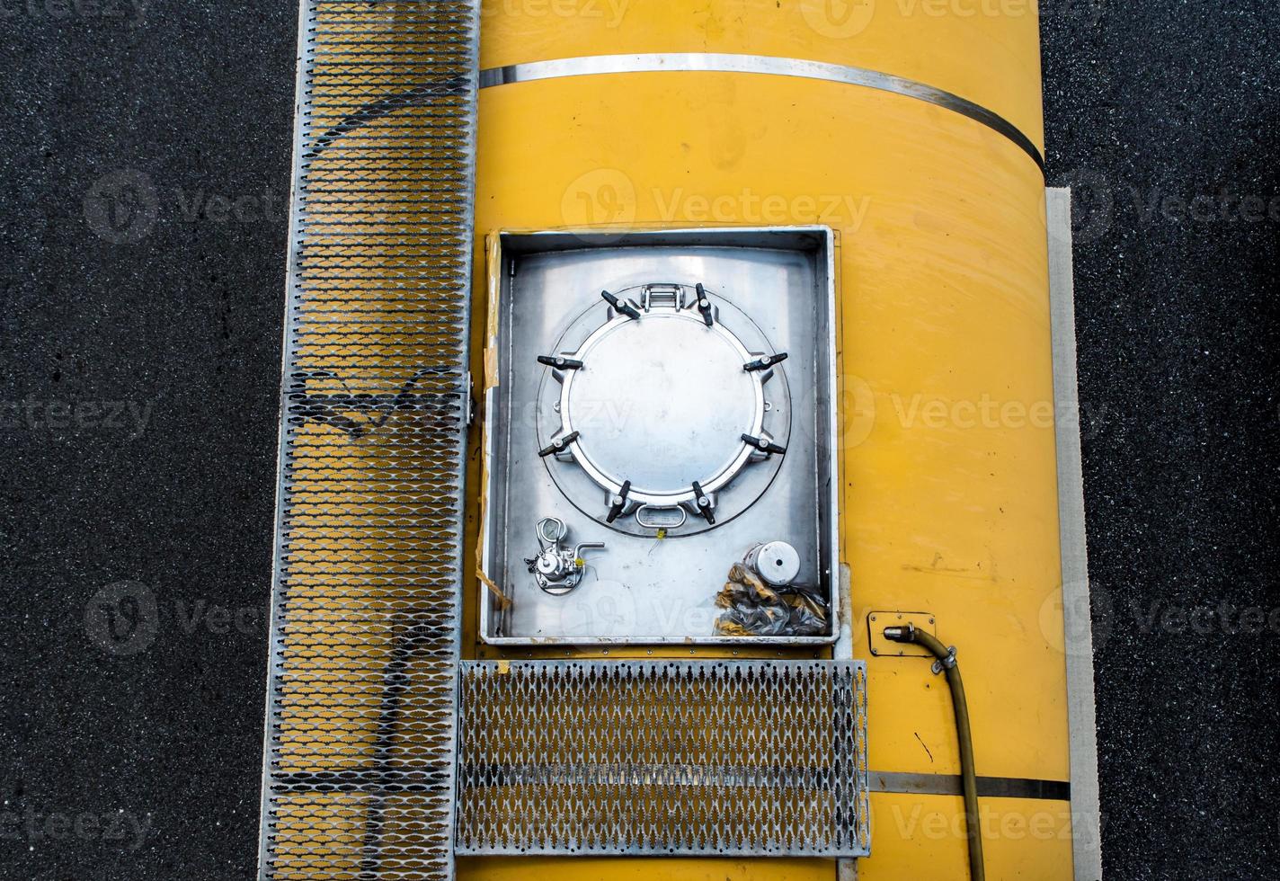 Top view of transportation truck on road photo