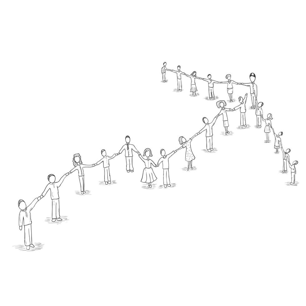 Diagram arrow of people that goes up. Vector illustration.