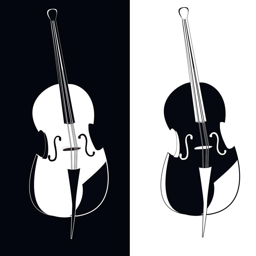 Contrabuss in black and white for the banners, flyers, concert decor. vector