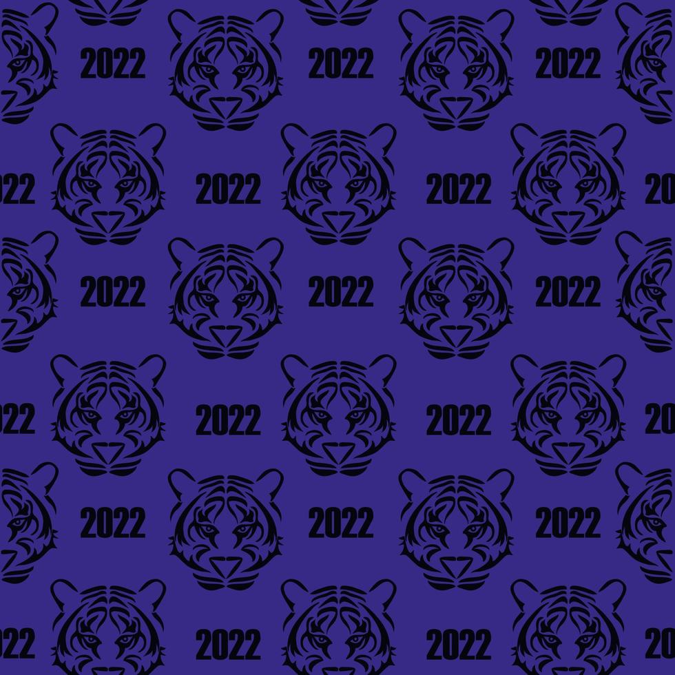 Tiger. Symbol of the New Year 2022 on the Chinese calendar. Tiger icons with year. Pattern for the packaging background with the image of a tiger. vector