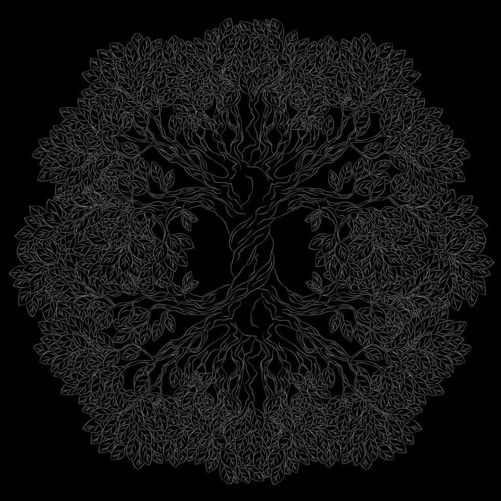 Yggdrasil tree. Celtic symbol of the ancient Vikings. The symbol of the ancient peoples of northern Europe. Norse cosmology, is an immense and central sacred tree. vector