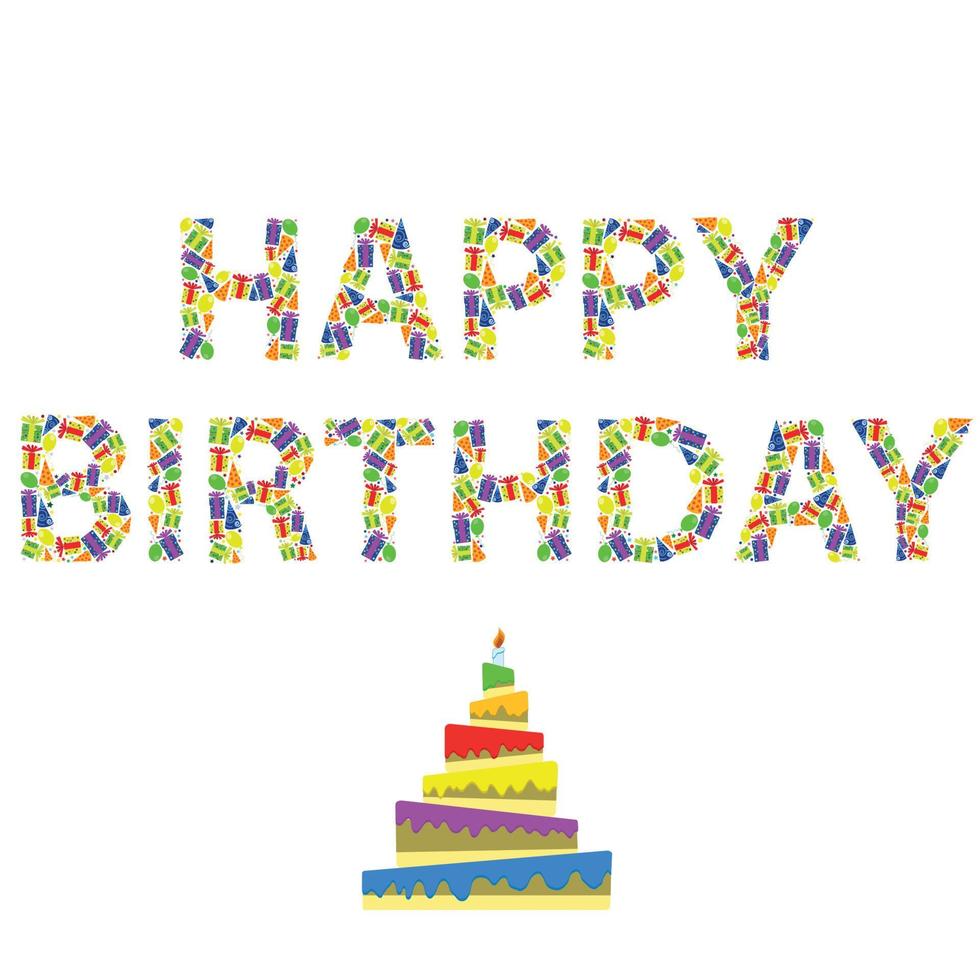 Greeting card with combination of words. Happy birthday, made in ...