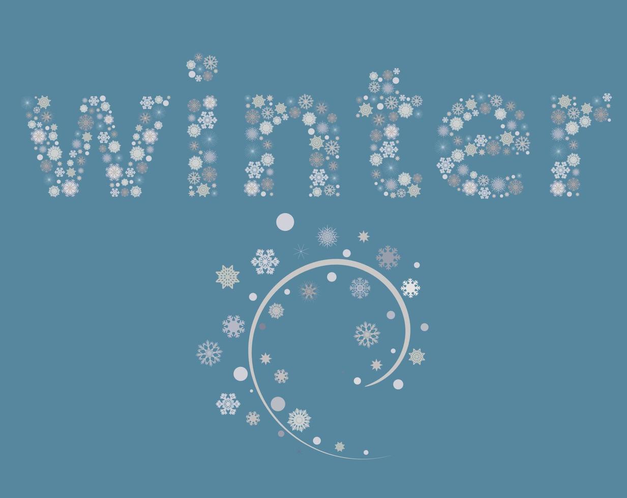 Word winter, consists of the elements. Little letters. vector