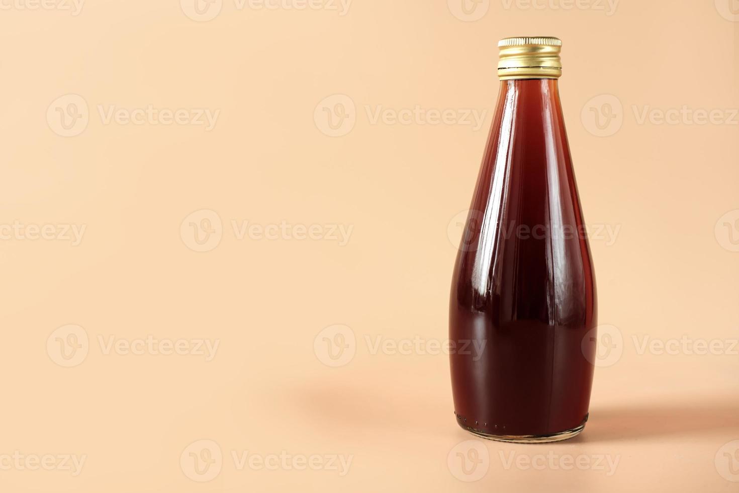 cold brew coffee in glass bottle. Coffee to go concept. eco packaging for everyday drinks. copy space photo