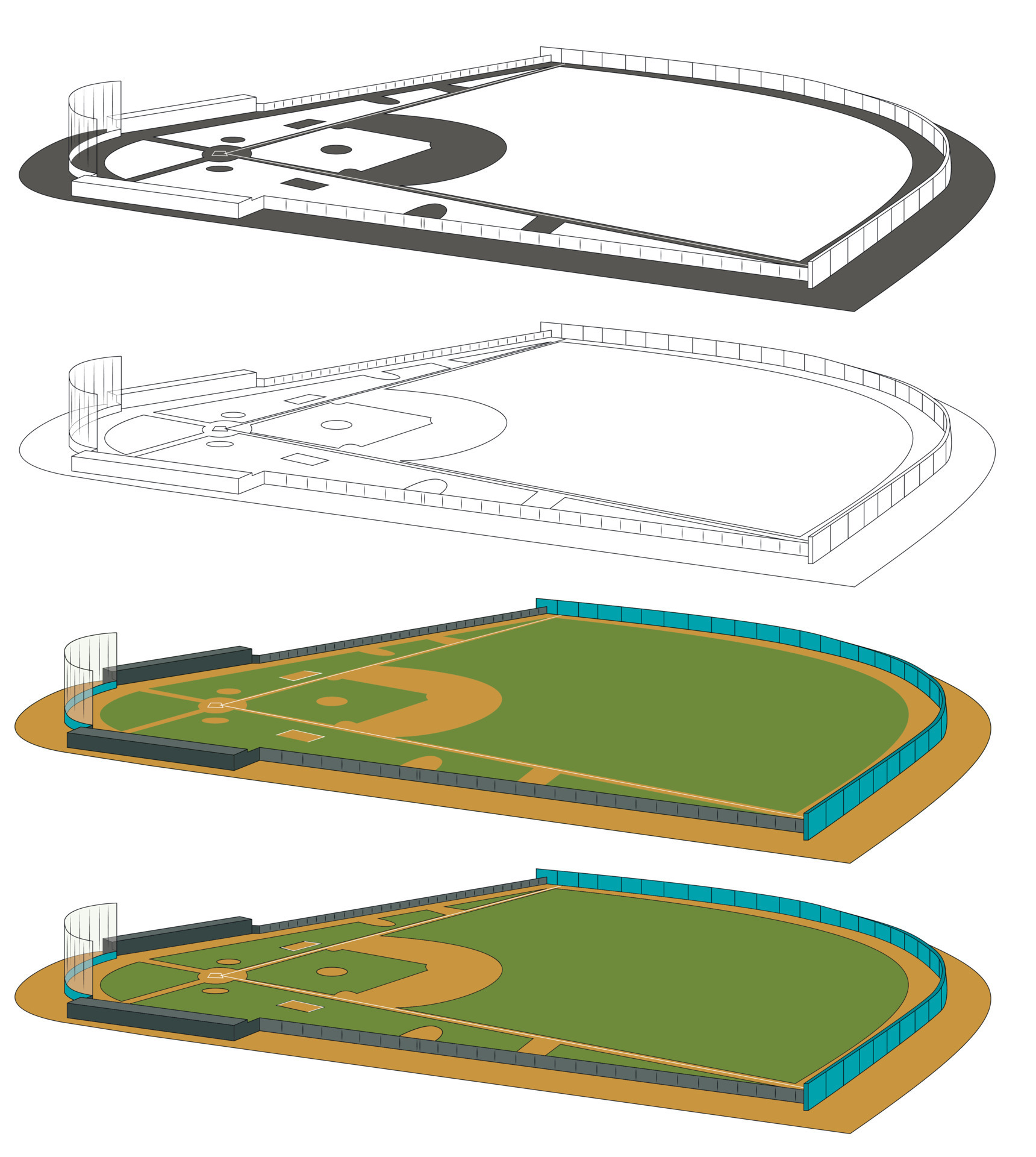 Baseball fields vector illustration. Infographics for web pages, sports