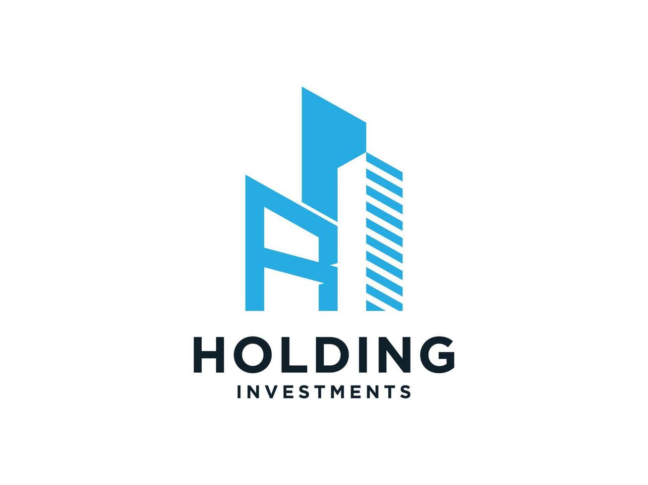 Logo design of R in vector for construction, home, real estate, building, property. Minimal awesome trendy professional logo design template on black background.