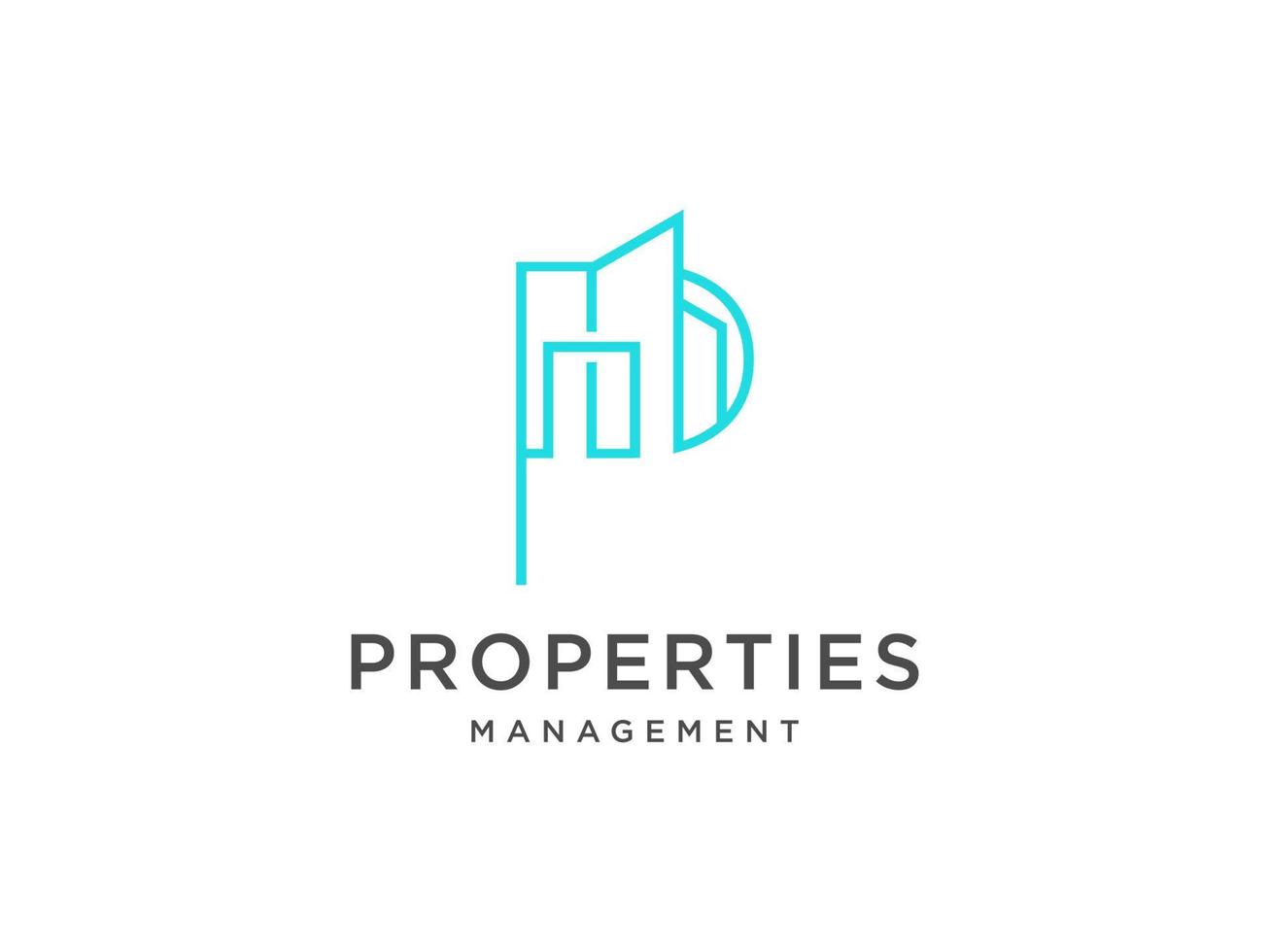 Logo design of P in vector for construction, home, real estate, building, property. Minimal awesome trendy professional logo design template on black background.