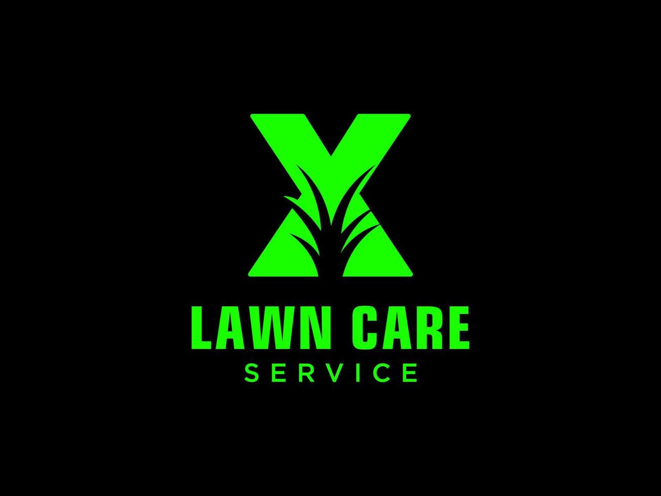 Letter X landscape logo for lawn or gardening business, organization or website vector