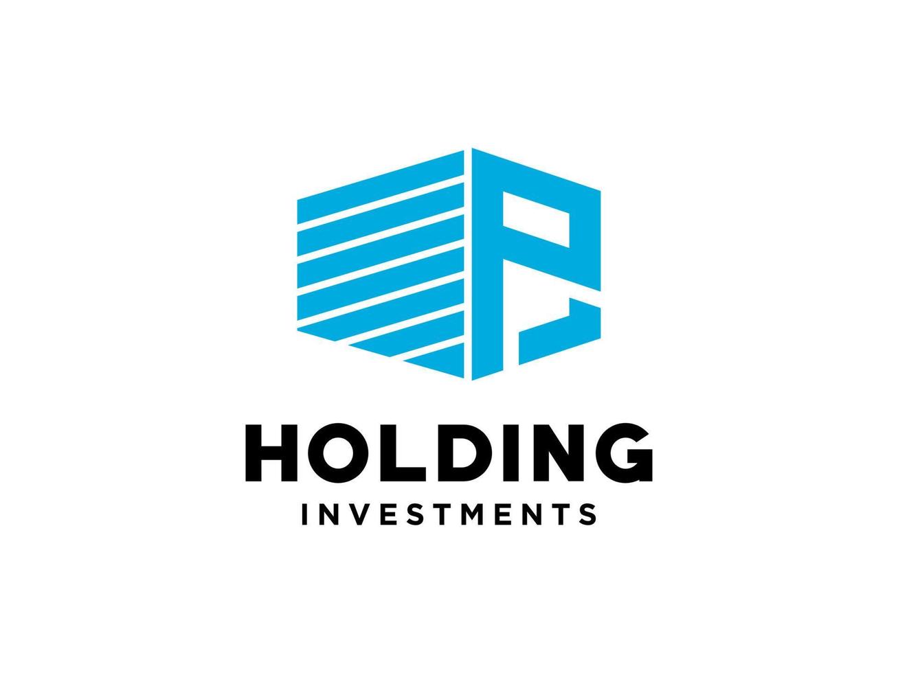 Logo design of P in vector for construction, home, real estate, building, property. Minimal awesome trendy professional logo design template on black background.