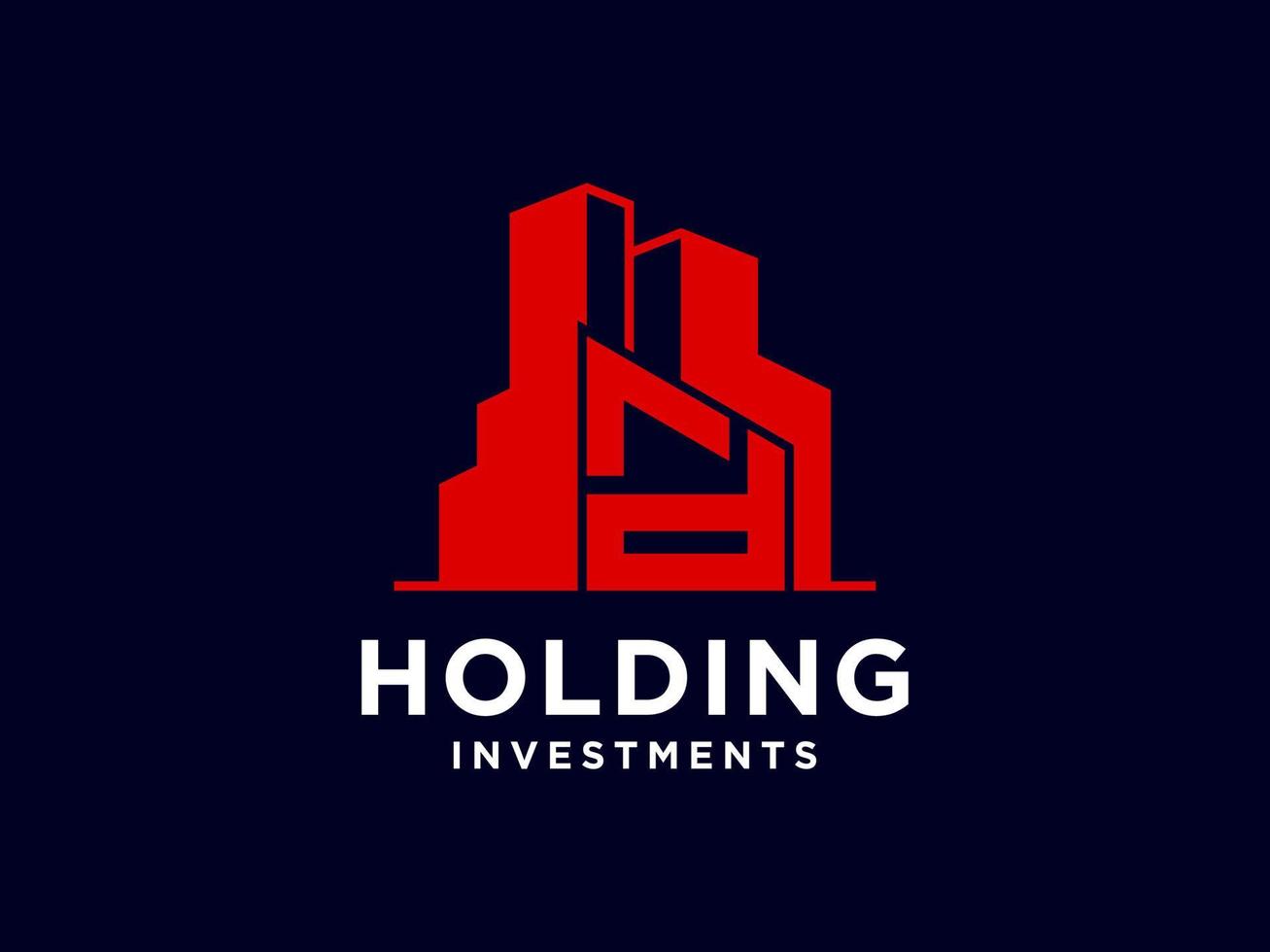Logo design of D in vector for construction, home, real estate, building, property. Minimal awesome trendy professional logo design template on black background.