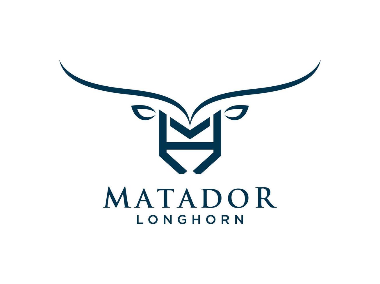 Letter Initial H Abstract simple Bull head vector logo concept illustration, Buffalo head logo,Taurus head logo. bull Animal logo sign