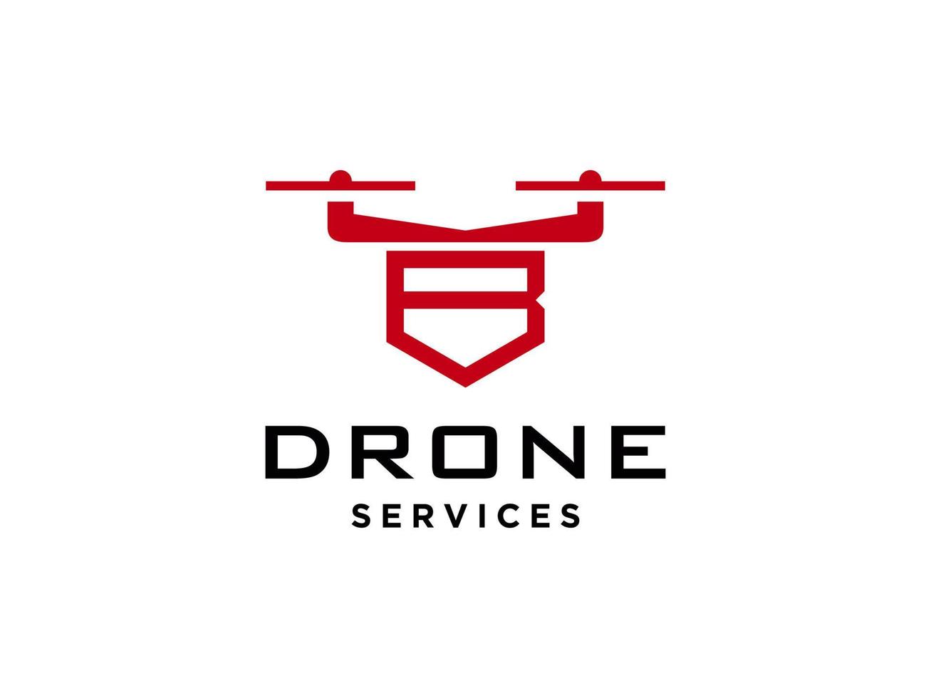 letra b icono de vector de plantilla de logotipo de drone. vector de drones de fotografía. icono de vector de helicóptero cuádruple