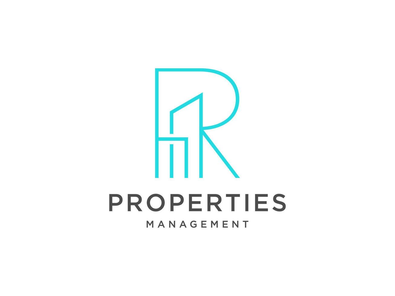 Logo design of R in vector for construction, home, real estate, building, property. Minimal awesome trendy professional logo design template on black background.