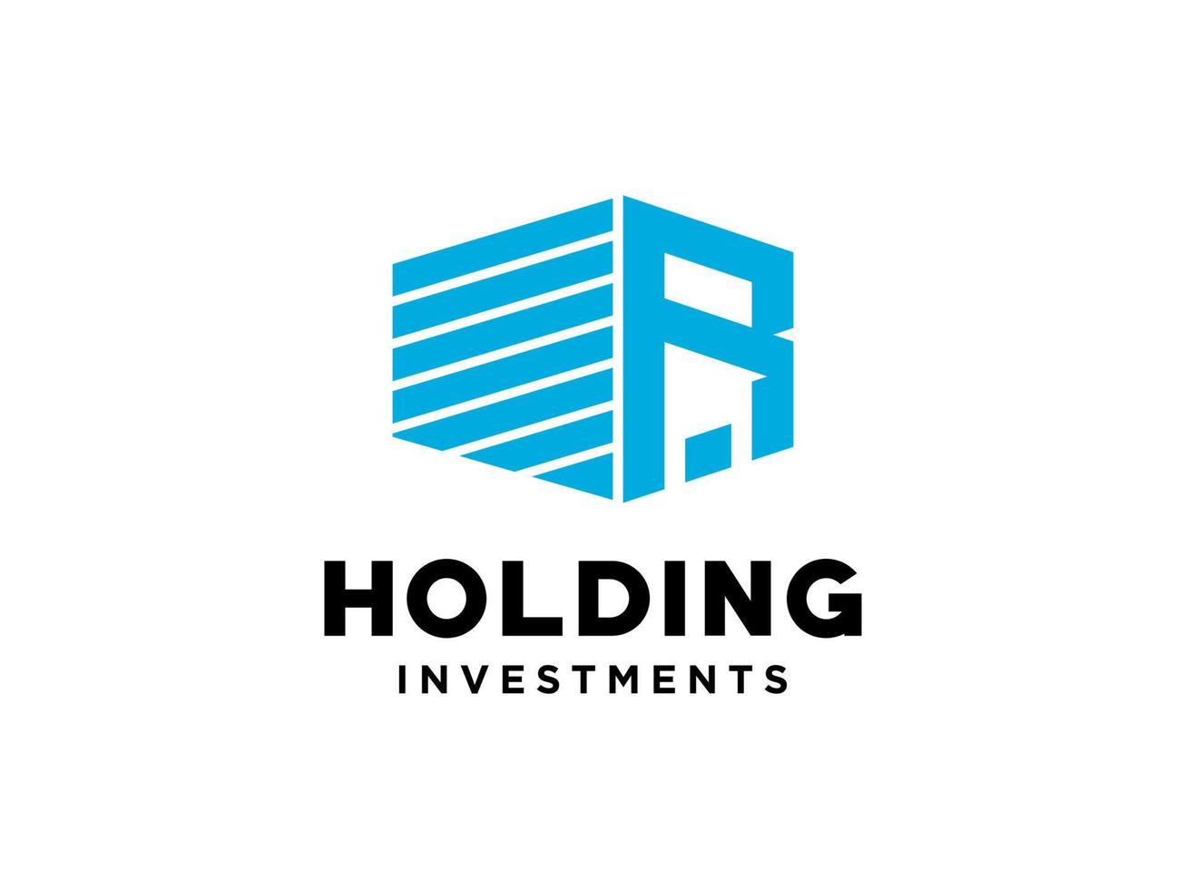 Logo design of R in vector for construction, home, real estate, building, property. Minimal awesome trendy professional logo design template on black background.