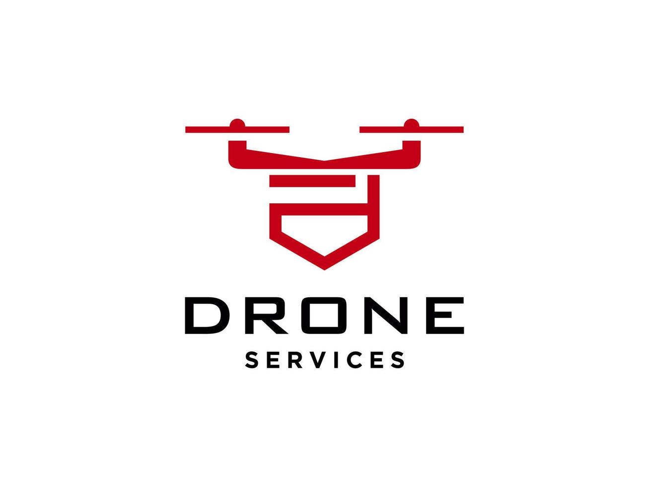 icono de vector de plantilla de logotipo de drone con letra d. vector de drones de fotografía. icono de vector de helicóptero cuádruple