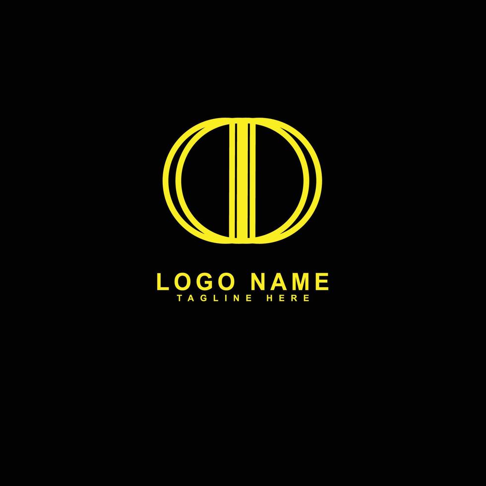 round logo design with a center line in golden yellow for brands and others vector