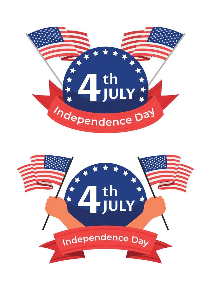 4th of July the American Independence Day Badges Set. vector