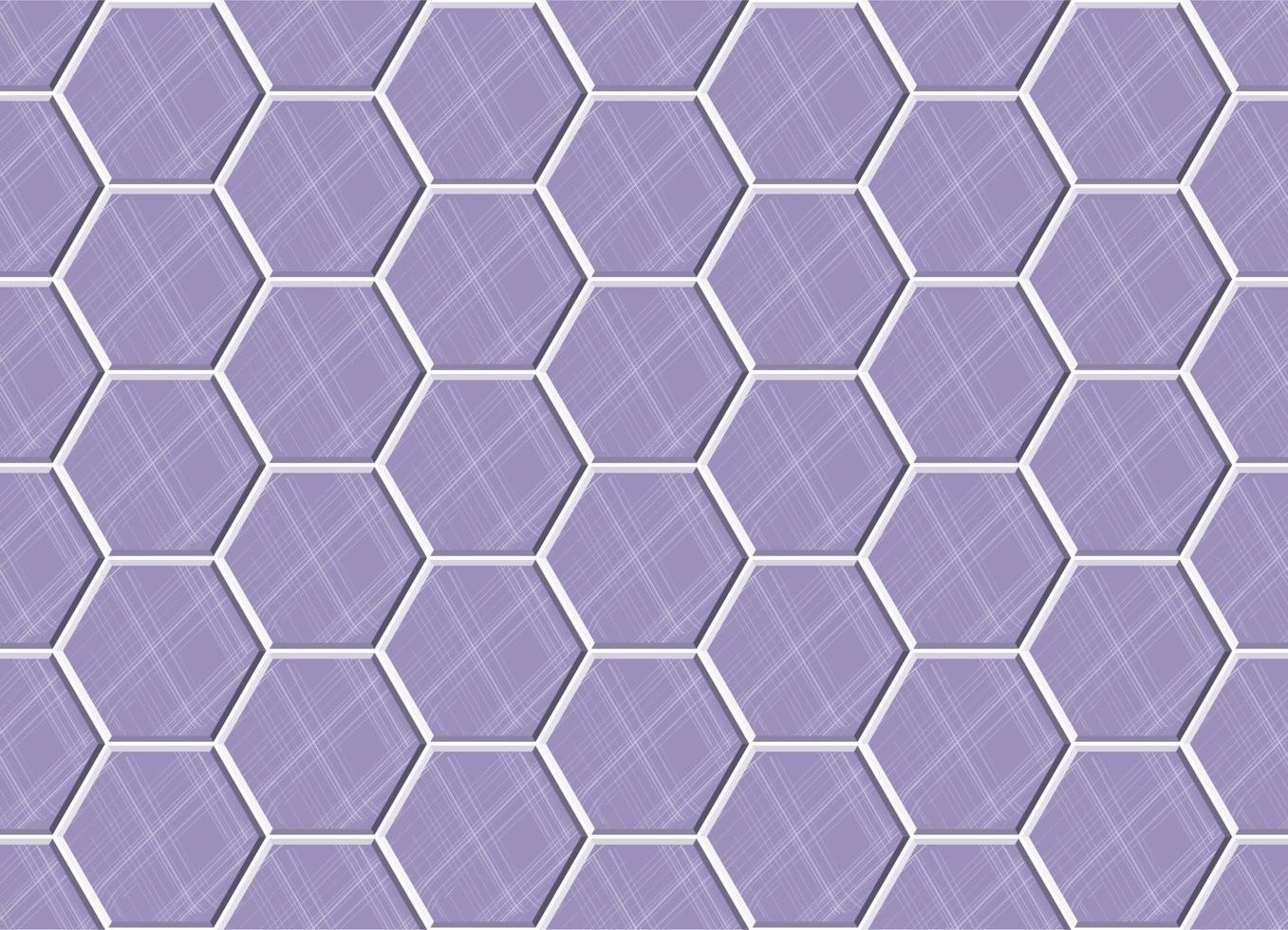 Abstract seamless pattern, purple ceramic tiles floor. Concrete hexagonal paver blocks. Design geometric mosaic texture for the decoration of the bathroom, vector illustration