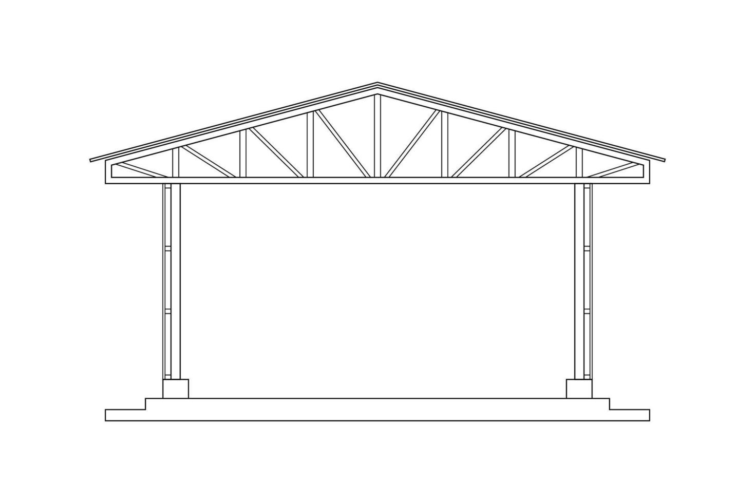 Abstract outline drawing, space frame structure of warehouse vector illustration