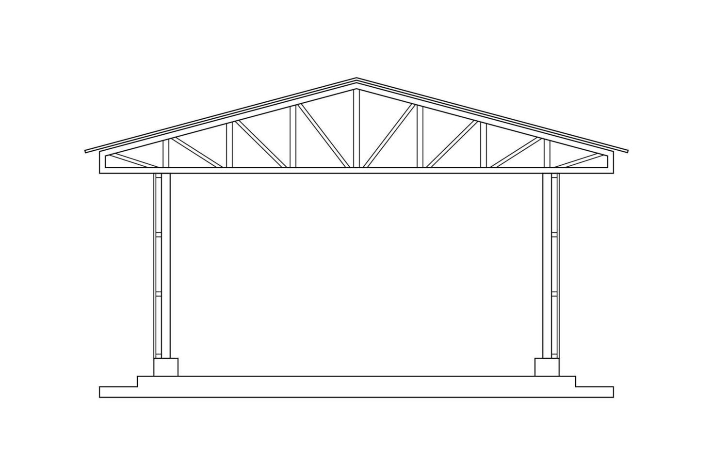 Abstract outline drawing, space frame structure of warehouse vector illustration