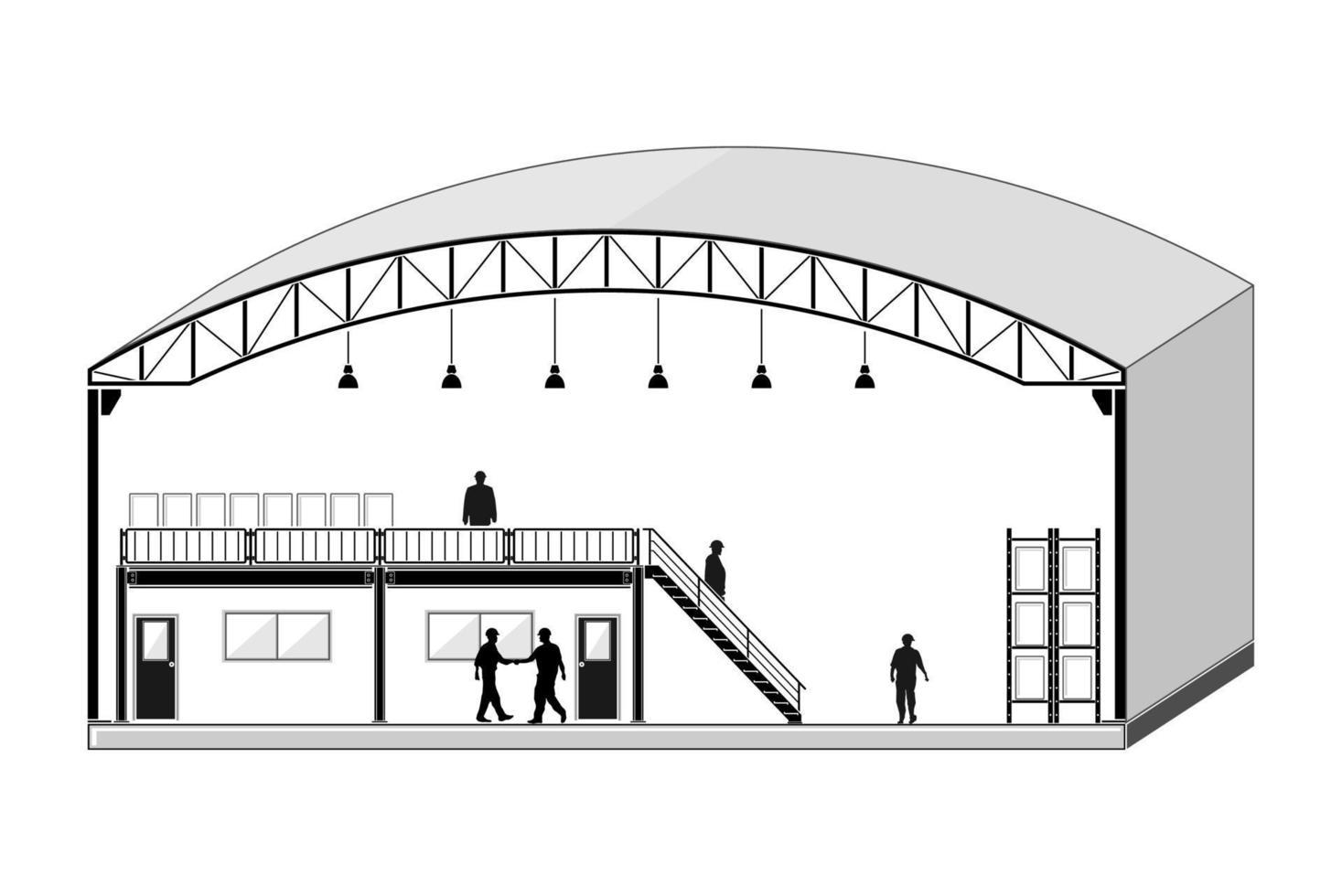 Warehouse building, cross section factory ,vector illustration vector