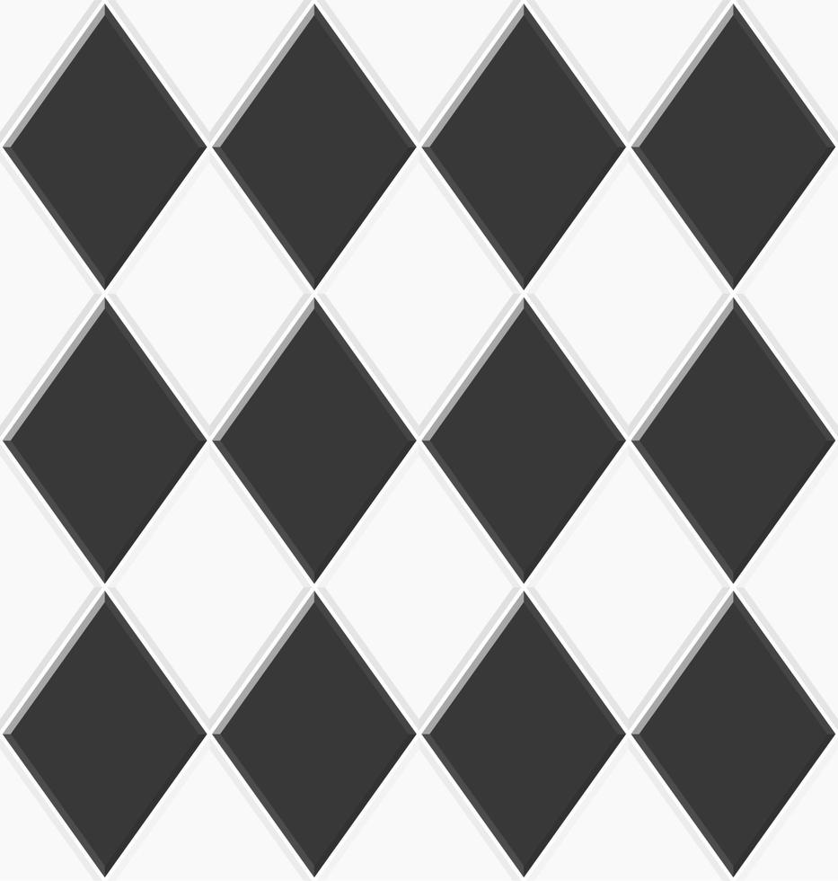 patrón abstracto de rombos sin fisuras. baldosas de cerámica blanca y negra. diseño de textura de mosaico geométrico para la decoración de la cocina, ilustración vectorial vector