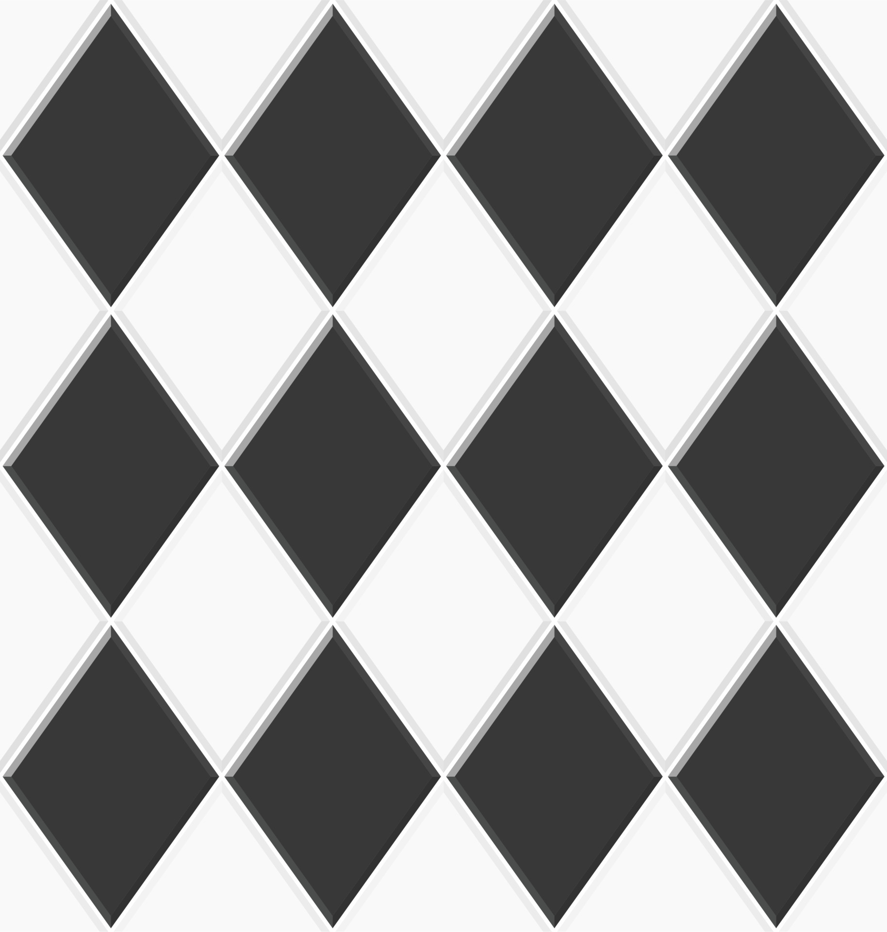 Abstract seamless rhombus pattern. Black white ceramic floor tiles