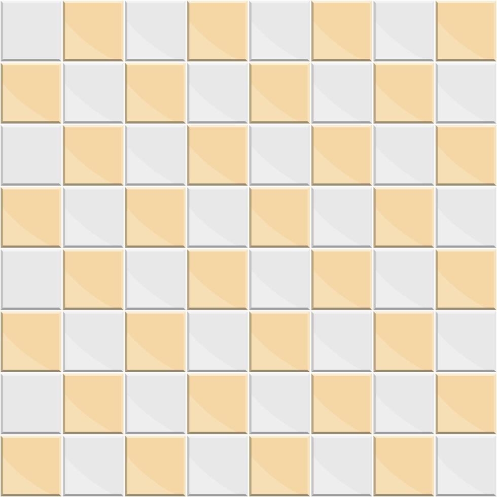 patrón abstracto sin fisuras de baldosas de suelo de cerámica blanca anaranjada. textura de mosaico geométrico de diseño para la decoración de la sala de la cocina, ilustración vectorial vector