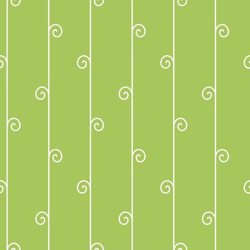 Seamless geometric pattern, vertical vine on green background, stripes abstract template, vector illustration