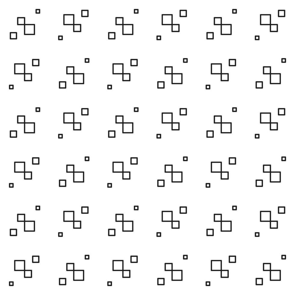 Abstract seamless pattern, black and white outline of many square shapes. Modern stylish. Design geometric texture for print, vector illustration