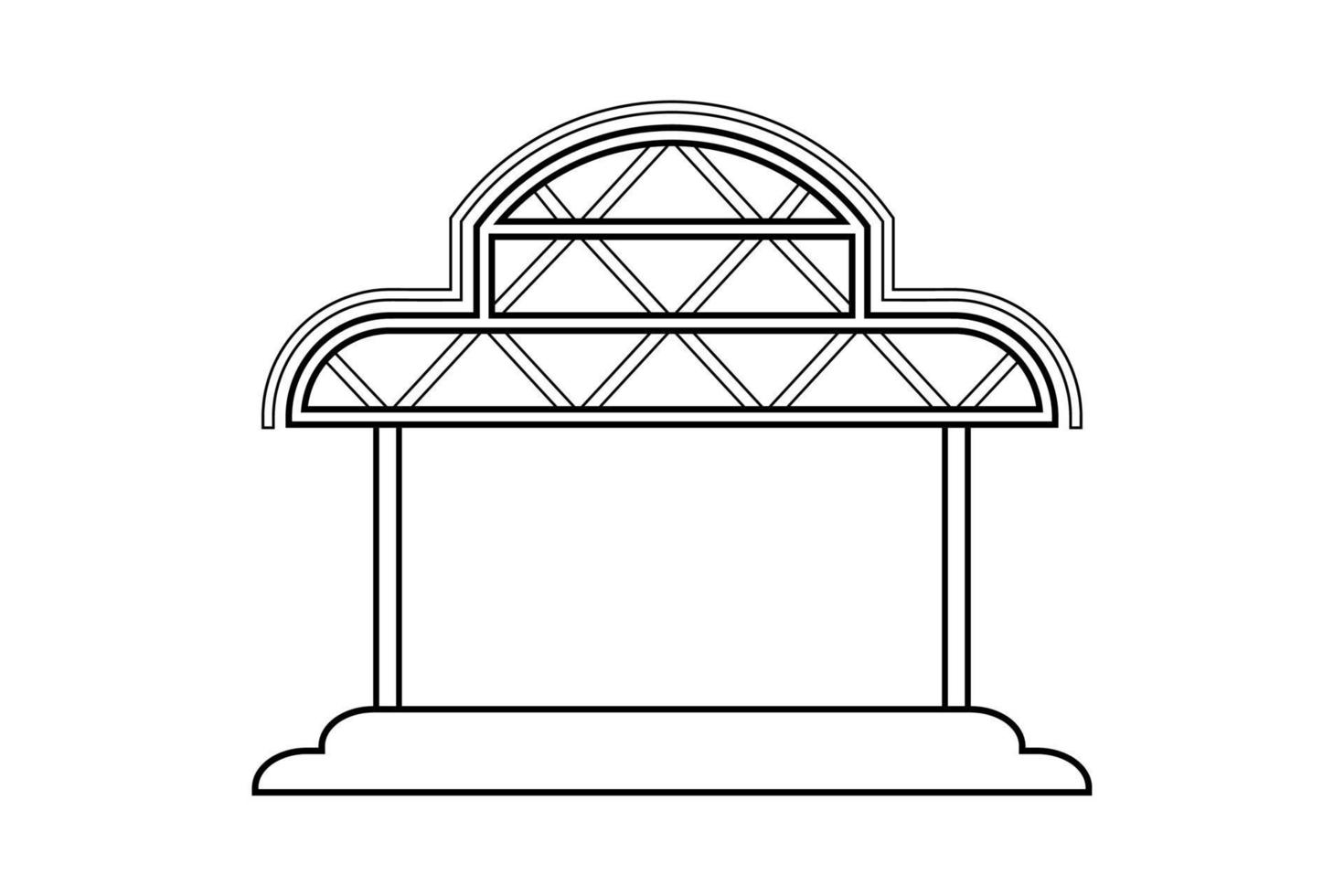 Abstract outline drawing, space frame structure of warehouse asia style vector illustration