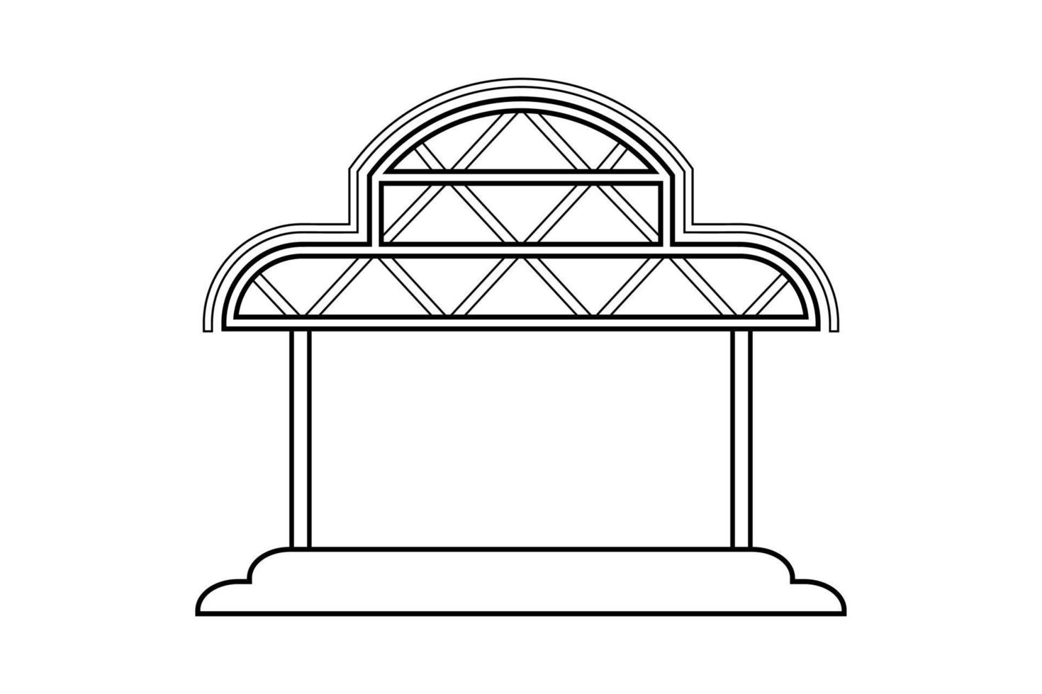 Abstract outline drawing, space frame structure of warehouse asia style vector illustration