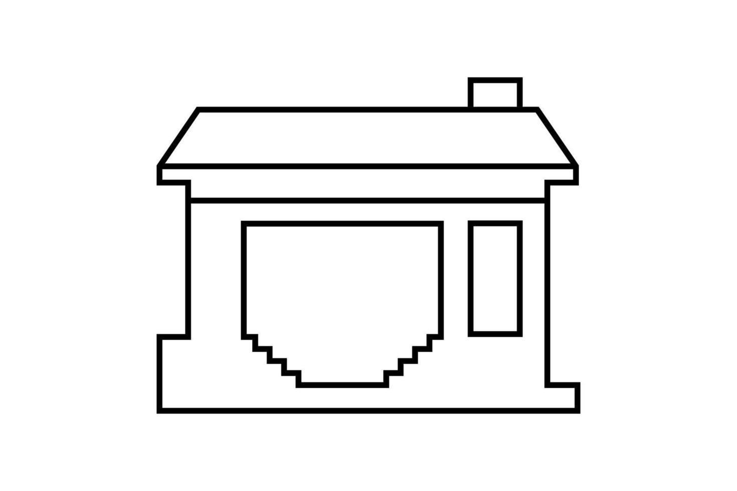 Abstract outline drawing, modern office building vector illustration